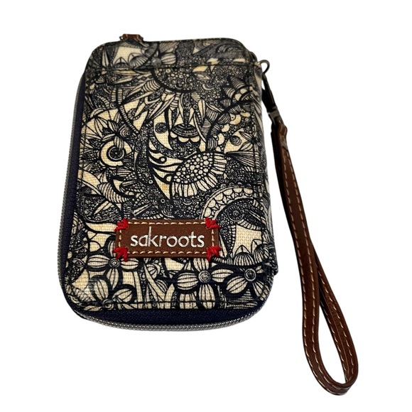 Sakroots Navy Spirit Desert Wrist Wallet Bi Fold Zipper - Picture 1 of 5